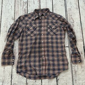 Vintage Rancher Big Mac Plaid Western Button Down Pearl Snap Long Sleeve Shirt
